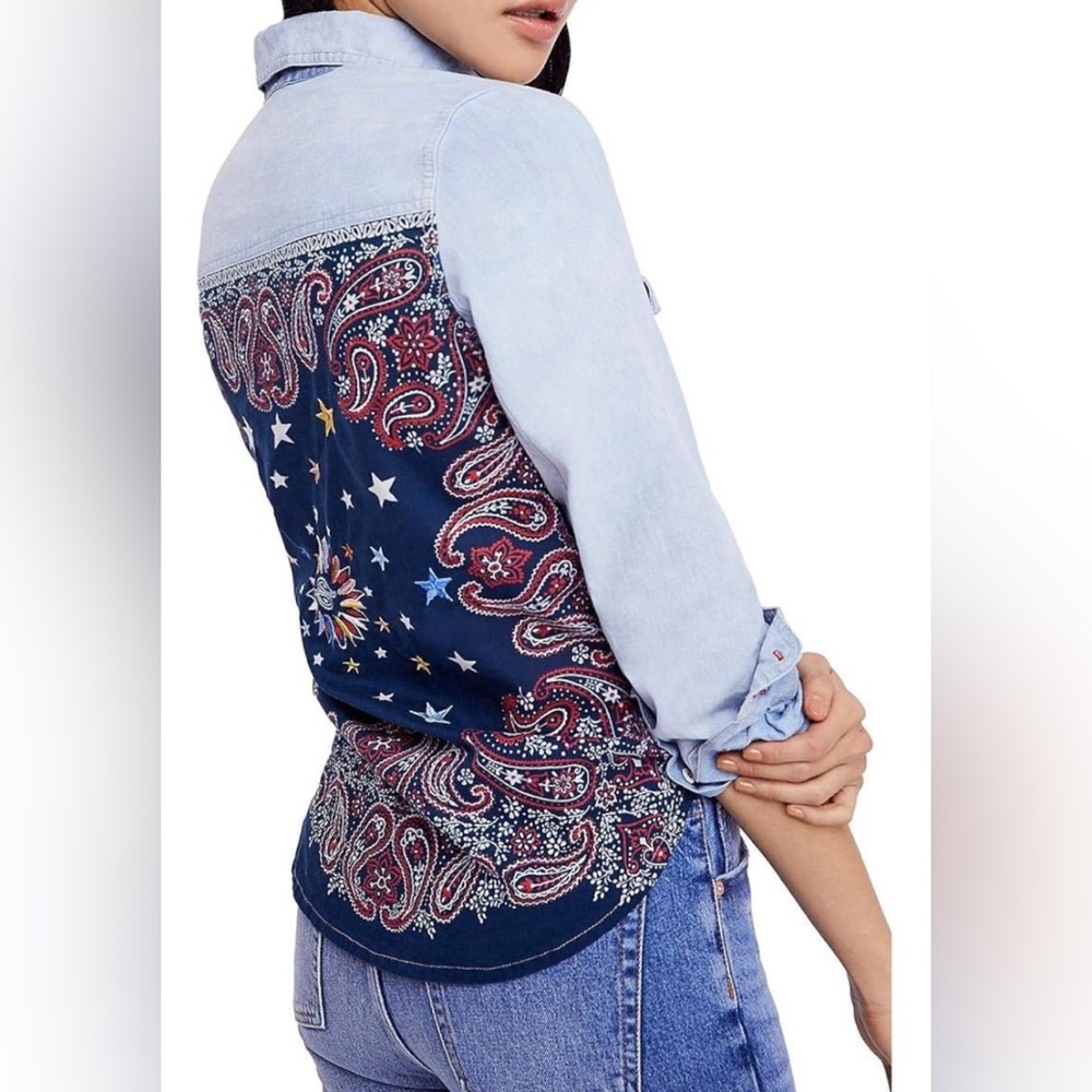 Free People Bandana Bandit Button Up Shirt